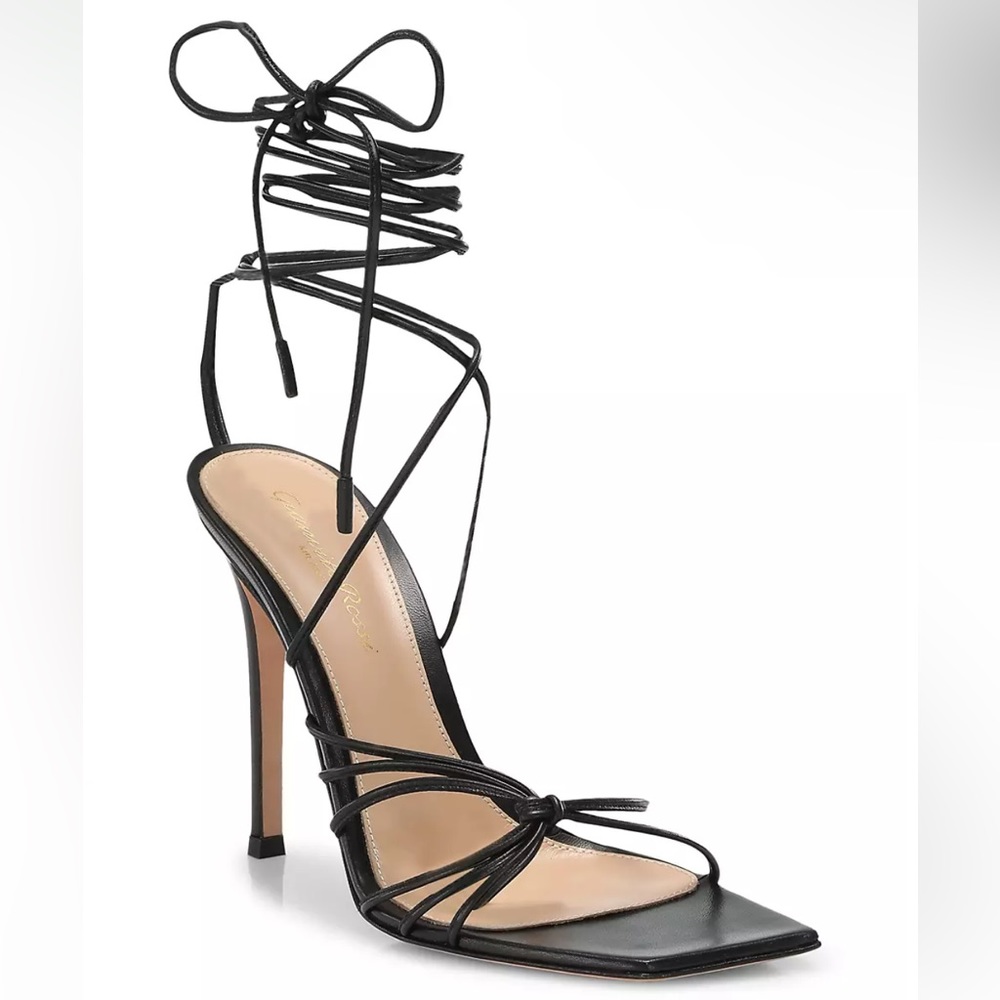 Gianvito Rossi Ankle-Wrap Leather Stilleto Sandals